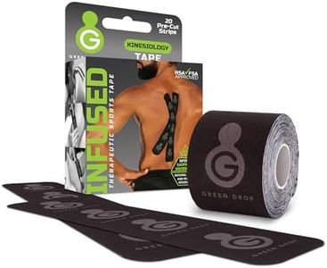 Green Drop Kinesiology Tape – Breathable, Patented, Natural Relief-Herb-Infused Support, HSA/FSA Approved - 20 Precut Strips, 20 Count