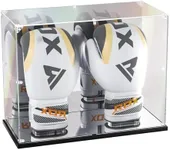 KOLIPI Boxing Glove Display Case with Mirror Back and Base, Acrylic Display Case with Stand for Full Size Boxing Glove, Watch The Video to Assemble (17x8x13 inch, 43x20x33 cm)
