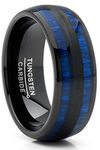 Metal Masters CO. Men's Tungsten Carbide Ring Dome Real Blue Wood Inlay Wedding Band 8MM