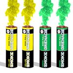 Pack of 4 Ring Pull Smoke Grenades with Ideal for Paintball Weddings Photoshoots & Special Effects, 2 Mixed Colour Pack (2 Yellow & 2 Green)