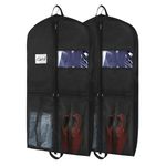 Zilink Garment Bags for Hanging Clothes Travel 43" Suit Bags for Closet Storage with Pockets Breathable Clothes Bags for Travel, Clothes,Suits,T-Shirts and Jackets with PVC Card Holder（2 Pack）