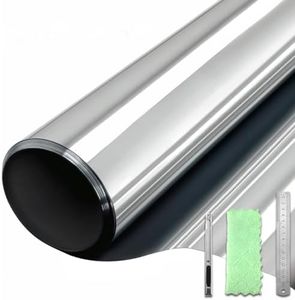 DUOFIRE One Way Window Film Privacy See Out Not in Heat Blocker Window Tint Reflective Mirror Window Tinting Film for Home Static Cling Anti-UV Sun Blocking Window Covering（Silver-silver, 23.6x78.7in）