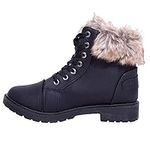 CORE COLLECTION Ladies Faux Fur Grip Sole Winter Warm Ankle Womens Boots Trainers Shoes Size 3-8 (Black, Numeric_7)