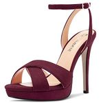 CASTAMERE Women Stiletto High Platform Heel Peep Open Toe Ankle Strap Sandals Wedding Prom 4.7 Inches Heels Burgundy Red 10.5 M US