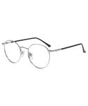 Firmoo Blue Light Blocking Reading Glasses UV 400 Computer Reading Gaming Glasses with Anti Glare Anti Eyestrain Lens Round Vintage Metal Frame