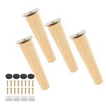 6inch Wooden Furniture Legs Set of 4,Wood Sofa Feet Oblique Tapered Furniture Replacement Feet with Foot Pads and Screws for Sofa TV Cabinet Bed Dining Table Dresser Furniture (6inch/15cm, Straight feet)