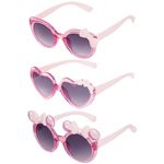 obmwang 3 Pairs Cute Kids Sunglasses Multiple Shaped Glasse for Toddler Girls Age 3-12 Outdoor Beach Eyewear, UV400 Protection, Pink