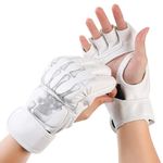 Optifit® Boxing Gloves for Adult PU MMA Gloves with Wrist Wrap Fingerless Boxing Gloves EVA Foam Insert Sport Gloves for Boxing, Muay Thai and Sparring Sessions