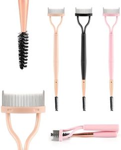 3uds Peines de Pestañas de Doble Cabeza, Plegable Herramienta Separadora de Pestañas con Cepillo Ajustable Peines de Pestañas con Cubierta para Eliminar el Exceso de Rímel (3 Colores)