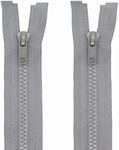 MebuZip 2PCS #5 40 Inch Separating Jacket Zippers Resin Zipper Molded Plastic Zippers Bulk for Sewing Coat Jackets Clothes (Grey)