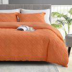 Maple&Stone King Duvet Cover Set, 3 Pieces Textured Tufted Boho Bedding Sets Zipper Closure Design with Ties, 1 Duvet Cover + 2 Pillow Shams, Comforter NOT Included (Burnt Orange, King Size)