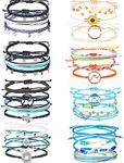 WILLBOND VSCO Bracelets 24 Pieces Braided Stretch Friendship Bracelets Stackable Bead Woven String Bracelets Adjustable Wave Rope Bracelets Friendship Jewelry for VSCO Girls Teen Women, Adjustable,