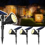 JSOT 600 Lumen Bright Solar Lights Outdoor Waterproof,Solar Powered Landscape Spotlights Solar Walkway Lighting for Backyard Garden Pathway Driveway Path Wall Patio Decor Warm White 4 Pack