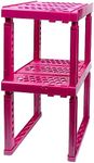 Locker Organizer Shelf， Adjustable Width and Height, Ideal Locker for School, Office, and Gym Lockers (Magenta 2 Pack)