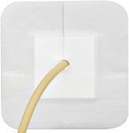 Feeding Tube Adhesive Wound Dressing Sponge Split Drain Bandage for Peg G J Supra-Pubic Incision Bordered Guaze Pad Off-Cut Catheter Stabilization Device Holder Post Surgery 4"X 4", Pack of 10