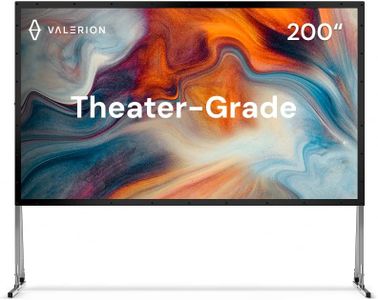 Valerion 200'' Outdoor Camping Portable Folding Screen and Stand, 3-Layer Matte White PVC 1.3 Gain, 16:9 Outdoor Movie Screen, Supports 4K 8K HD, Anti-Wrinkle, Windproof Stability Kit & Carrying Bag