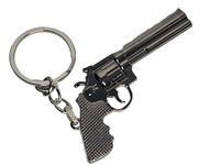 Fat-catz-copy-catz Replica Novelty Solid Metal Grey Tone Cowboy Pistol Revolver Model Gun Keyring 7cm