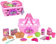 Disney Junior Minnie Bow-Tique Bowtastic Shopping Basket Set with Pretend Food and Accessories, Pretend Play, Kids Toys for Ages 3 Up by Just Play