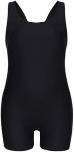 beautyin Girls One Piece Swimsuits Boyleg Competitive Bathing Suits for Kids 8-14 Years Black