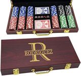 Personalized Poker Set Gift with 300 Chips Custom Engraved Poker Case, Customized Engraved Poker Gift Set with Monogram, Poker Gift for Men, Poker Gift for Dad, Wedding Gift