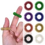 Wisdompro 16 Pcs Spiky Sensory Finger Rings, Flexible Fidget Ring for Adults, Men and Women, 8 Colors