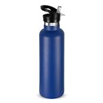 Volhoply Navy Stainless Steel Water Bottles,24 Ounce Vacuum Insulated Double Wall Travel Bottle with Leak-Proof Straw Lid of Handle,Metal Reusable Standard Mouth Flask Thermoses for School,Hikers,Gift