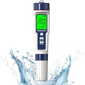 Ph Tester Digital,Pool Salt Tester, Digital Salinity Meter and PH Tester for Pool Salt Water and Drinking Water, 5 in 1 Salinity PH Temp EC and TDS Meter for Swimming Pool Hot Tub Spas, High Accuracy