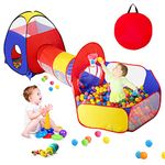 3 in 1 Kids Ball Pits for Toddlers with Play Tent and Baby Tunnel, Children Indoor Outdoor Playhouse with Crawling Tunnel, Boys and Girls Christmas Birthday Toys Gifts (3 in 1 Classic Kids Ball Pits)