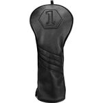 Golf Club Head covers for Driver 460CC DR #1 Black PU Leather Elastic Closure