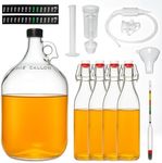 1 Gallon Mead Making Kit for Beginners, Honey Wine Brewing Kit with Glass Fermenter, Airlock System, Hydrometer, Siphon Tubing and 4×20oz Storage Bottles, Complete Home Fermentation Set