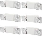 AKT LIGHTING Commercial Emergency Light, Back-up Battery Emergency Exit Lighting Fixtures with Adjustable Hardwired 2 LED Head Wall Mount White for Hallways/Stairways, UL Certified(6 Pack)