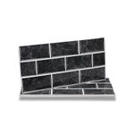 Fantasnight Black Tile Stickers Vinyl Peel and Stick for Bathroom Kitchen 30x15cm 12Pcs Brick Self Adhesive Wall Tile Waterproof Tiles Stick on Tile Backsplash for Living Room