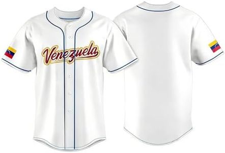 Venezuela Classic Baseball Jersey Short Sleeve Button Down Mesh Baseball Shirt Men Women Camisa de Venezuela beisbol (US, Alpha, XX-Large, Regular, Regular, Venezuela Style)