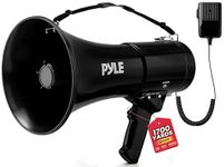 Pyle Megaphone - 50W Bullhorn with Siren & Volume Control, AUX Input for Streaming Music – Loud & Clear for Sports, Events, & Safety, Includes Detachable Mic and Carry Strap