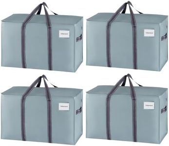 VENO 102L Lot de 4 Sac Déménagement grand avec Couvercle et Poignées Renforcées, Sac de Rangement Vêtement Résistant, Alternative aux Cartons Déménagement, Sacs de Voyage (Bleu Clair, Lot de 4)