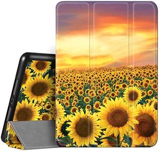 Hi Space for iPad 9th 8th 7th Generation Case for iPad 10.2 Case Garden Sunflower 2021 2020 2019 with Pencil Holder, Painting Floral Flower Shockproof Cover Auto Sleep Wake for A2270 A2428