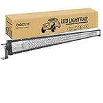 RIGIDON Straight Thin Slim Led Light Bar 50 inch 648W, 7D Tri row 12V 24V Fog Light for Car Off road Truck SUV UTE ATV 4x4, Flood Spot Combo Beam, Waterproof Driving Work Lamp, 6000K White