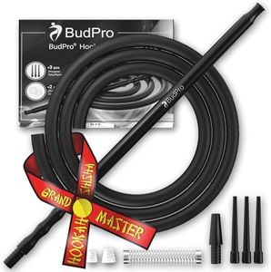 BudPro Long Silicone Hookah Hose B75 190cm with Aluminum Handle and Spring to Prevent Hookah Hose Flexion