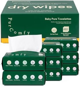PurComfy Baby Dry Wipes for Newborn, 8 Pack Plant-Based & Hypoallergenic Disposable Cloths for Baby Diaper Changes, Meal Time & Runny Noses, Use Wet or Dry, Total 480 Count