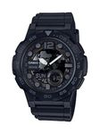 Casio Men's 'Classic' Quartz Stainless Steel and Resin Casual Watch, Color:Black (Model: AEQ-100 W-1BVCF)