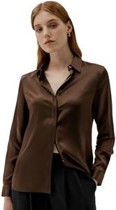 LilySilk Silk Blouse for Women 100% Pure Silk Long Sleeves Cool Smooth Tops Shirt Chocolate Brown S