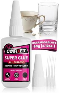 Precise Control Super Glue 60 Gram, Clear CA Glue Heavy Duty for Wood Shoe Leather Ceramic Plastic 3D Printer, Strong and Instant Medium Thick Cyanoacrylate for Glass Model Craft Fletching