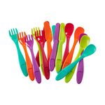 Vital Baby Nourish Perfectly Simple Cutlery 15pk - Baby Weaning and Feeding Spoons, Knives and Forks - Ideal for Toddlers - Bright Colours - BPA, Phthalate & Latex Free - Durable - 12m+ - 15pk