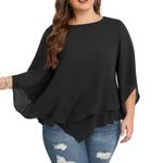 Hanna Nikole Women's Plus Size Chiffon Blouse Fashion Plain Sleeveless Long Tops Black 28