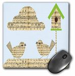 3dRose mp_204177_1 8" x 8" Print of Sheet Music Birds and Birdhouse Mouse Pad