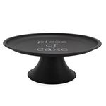 AuldHome Rustic Black Cake Stand, Farmhouse Enamelware Round Pedestal Cake Stand, Distressed Vintage Style