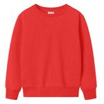 Style Lockers Kids Boys Sweatshirt Back to School Fleece Plain Jumper Crew Round Neck Pullover Uniform Top (Red, 7-8 Years)