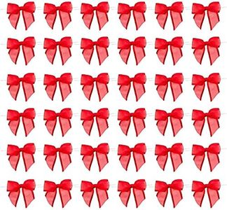 Red Organza Bow Twist Ties for Favors and Treat Bags (1.5 Inches, 36 Pack)