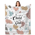 Christian Gifts Blanket for Women I Am a Child of God Gift Blanket 50"x60" for Kid Adults Christian Inspirational Decorations Flannel Blanket Faith Bible Religious Gifts