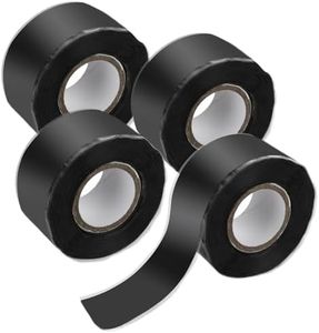 YAYODS 4 Pcs Self Fusing Silicone Tape, Multi-Purpose Plumbers Tape, Electrical Insulation Tape Self Amalgamating Repair Tape, Waterproof Pipe Leak Seal Tape (25mm x 3M, Black)